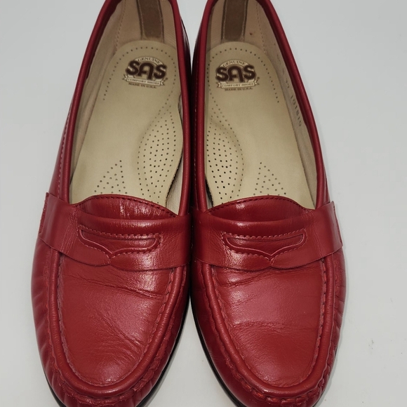 SAS Tripad Comfort Red Leather Penny Loafers Women’s 6.5N Slip On Casual Shoes - Picture 2 of 13
